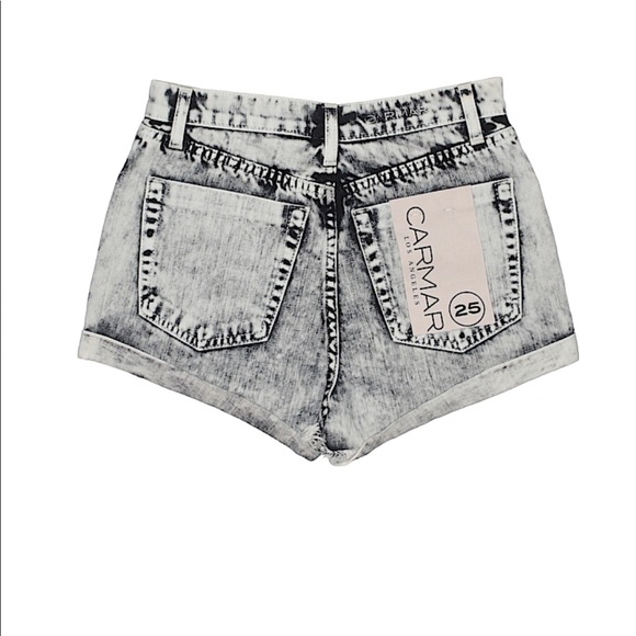 Carmar Gray Acid Wash High Waisted Shorts - Picture 2 of 2